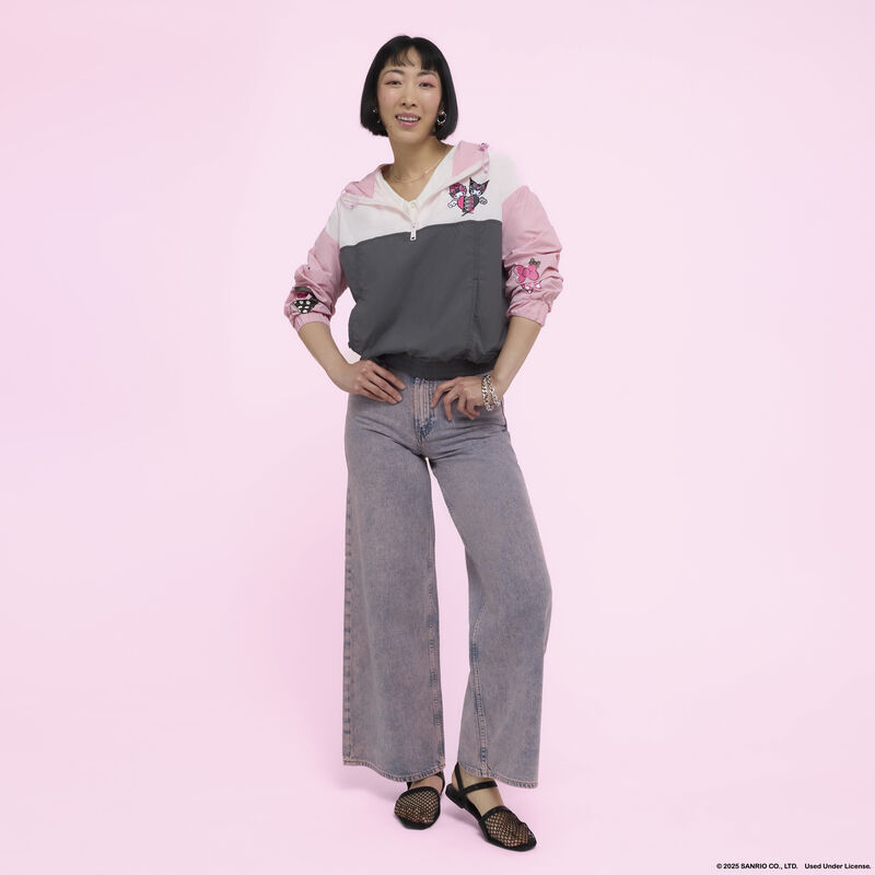Sanrio Kuromi & My Melody Half-Zip Unisex Windbreaker Jacket LFlifestyle1 view 2